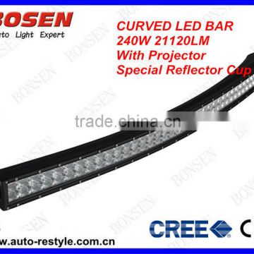 bowed curved 240W cree strob LED Light Bar off road heavy duty, indoor, factory,suv military,agriculture,marine,mining light