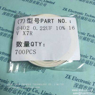 Capacitor 0402 0.22UF 10% 16V X7R CCTC EMK105B7224KV-FR CAP CER 0.22UF 16V X7R 0402