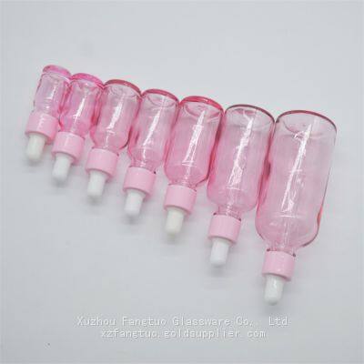5-100ml Dropper Bottle Empty Glass Bottles Pink Color With Plastic Screw Collar White Nipple photo-3