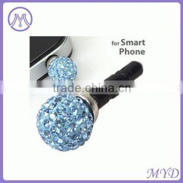 3.5mm rhinestone dust plug shamballa ball for Iphone4/5