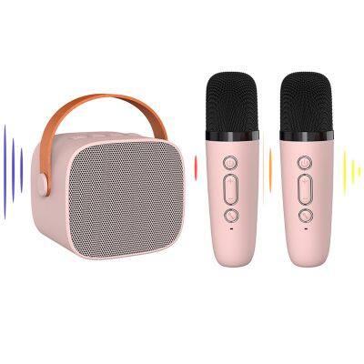 Portable Mini Karaoke Machine for Kids Adults ABS Bluetooth Speaker with 2 Wireless Microphones Perfect Theatre Birthday Gifts