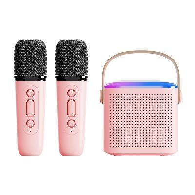 Y1 Kids Karaoke Speaker with Wireless Microphone, TF Card RGB Light Bluetooth Karaoke Speaker with 2 mic