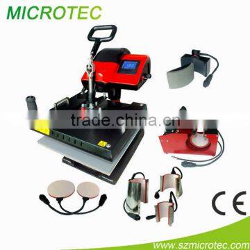 6 in 1 combo heat press machine/combo machine, mug, plate,cap, t-shirt printing machine, cheap used t shirt heat press machine