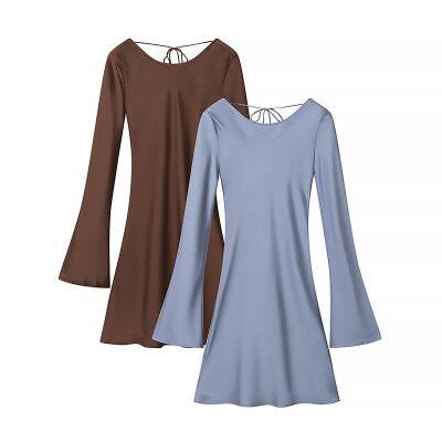 European-style and American-style Feminine and Spicy Girl's Tight-fitting Skirt in Earthy Tones With Back Ties and a One-piece Dress Style. photo-2