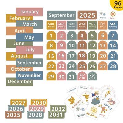 Large Boho Calendar Pocket Chart With 96 Cards for Classroom, Size:32.25 x 28 Inch Black Monthly Calendar and Weather Pocket Chart for Kids Learning for Home or Kindergarten. photo-4