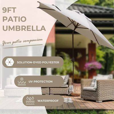 2.7 Meter Square Garden Umbrella, Steel Frame With Push Button Tilt, Waterproof Polyester Canopy photo-3