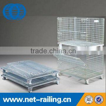 Foldable collapsible steel storage wire mesh pallet container