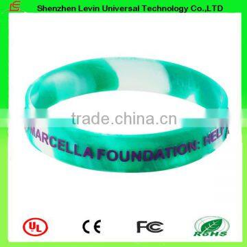 Advertising Eco-friendly Segmented Color Embossed Printing Logo Silicone Wristband