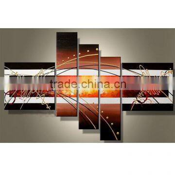 JC Wholesale 5 Pieces Group Abstract Living Room Home Decoration Handmade Canvas Oil Painting Model HP-31