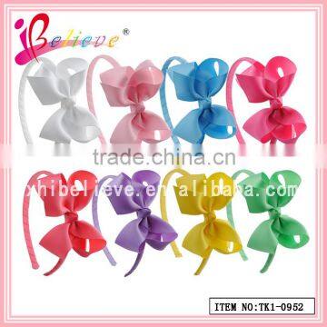 Chinese factory wholesale middle size girls cute elegant solid bow ribbon hairband (TK1-0952)