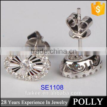 new design micro set shine plates silver earrings