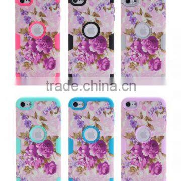 For iPod Touch 5th/6th Gen Twilight Petunias Solid White TUFF Hybrid Case Cover