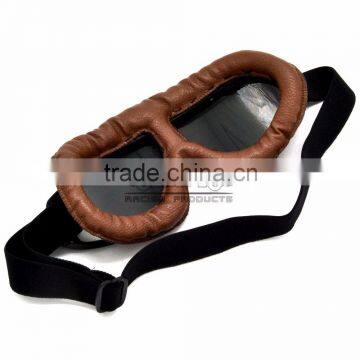BJ-GT-008 Super Light Weight Brown Leather Tea Lens Motocross Goggles Custom photo-6