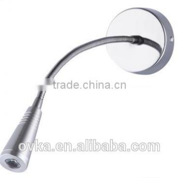 1W 3W LED wall lamp for hotel bedside reading lamp with flexible gooseneck 110V 220V on/off switch