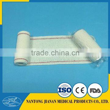 elastic crepe cotton bandage with red line (Manufacturer )/medical bandage/surgical crepe bandage factory