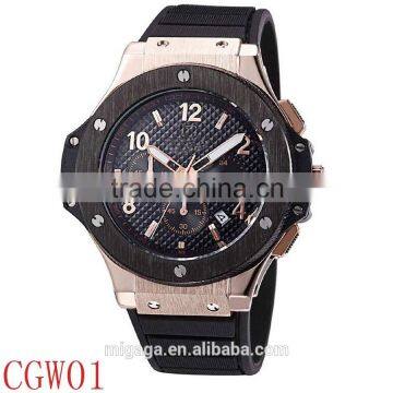 Men's Analog Modern Day Date Silicone Quartz Chronograph Water Resistant Watch