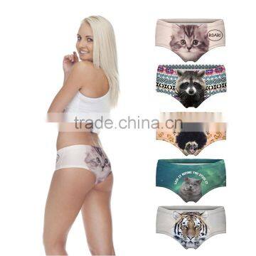 wet ladie hot sexy panties pug dog cut cat sexy girls tight lingerie stretchy underpanties 3d digital full print custom hot sale