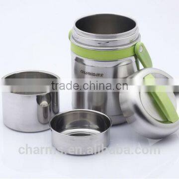 2013 new high quality Charms Stainless Steel lunch box With Clip Cover