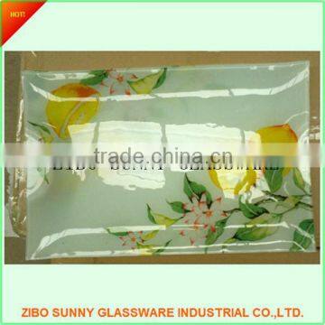 HOT SALE!Square shape glass plate /tempered glass trays,decal or clear.