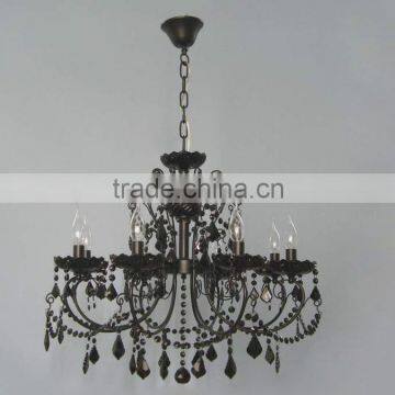 exotic crystal Chandelier Round Retro rustic Black golden wrought iron lighting fixture