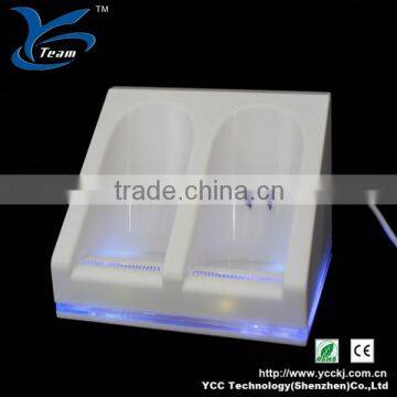 hot new products for 2014 blue light double charger station for wii with 2 battery,for wii blue light charge station