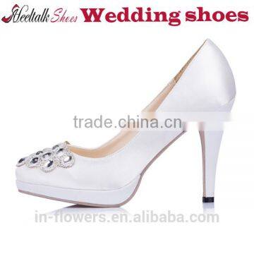 Wholesale White Wedding Shoes Middle Heel Ladies Shoes Low Shoe Factory China photo-3
