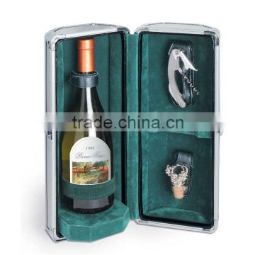 Aluminum metal wine carrier 1 bottle gift wine case ZYD-LX7285