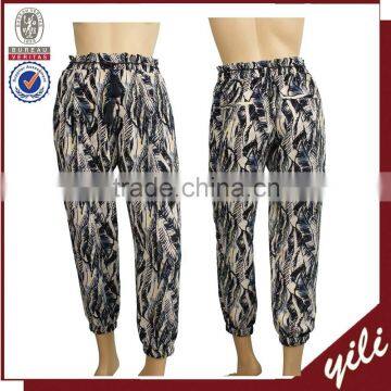 Fashion print pattern ladies slim fit cigarette trousers DP150832604