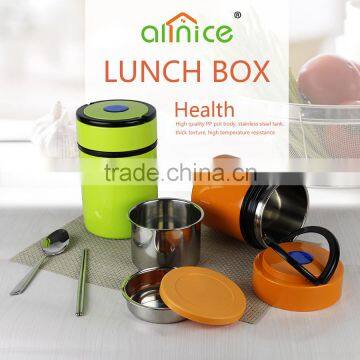 colorful pp design protable double wall thermal stainlesss steel tiffin lunch box/storage box