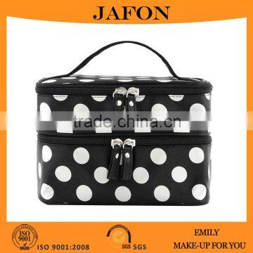 Black And White Dot Pattern Two Layers Makeup Case Bag