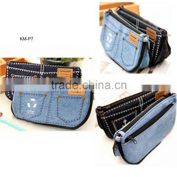 China supplier quality denim pocket school designer pencil case