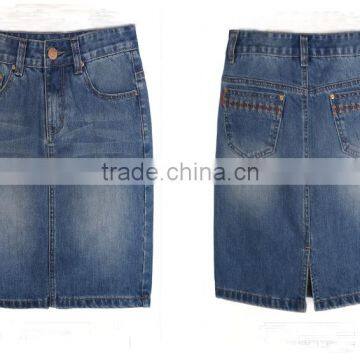 lastest design girls vogue embroidered breathable skirts split A-line jeans skirts for women wholesales