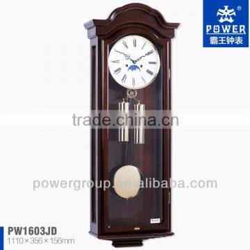 Dark brown wall clocks for home decoration Solid wood case Mechanical clocks Good quality PW1603JD