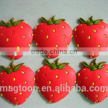 3d PVC cute strawberry design fridge magnets for children toys