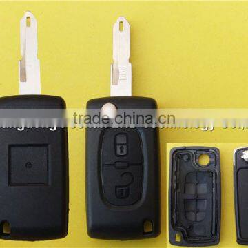 2 button remote flip key fob case for Peugeot 206 CE0536