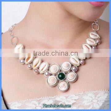 Wholesale Fashion Shell Statement Precious Gemstone Necklaces GN-N022