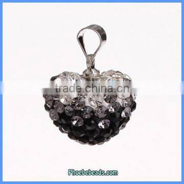 Wholesale Clay Pave Rhinestone Heart Shape Pendants Charms For Making Jewelry CPP-H001A