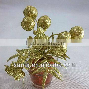 Foam artificial glitter apple for christmas decoration