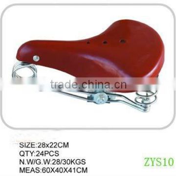 red leather bicycle saddle