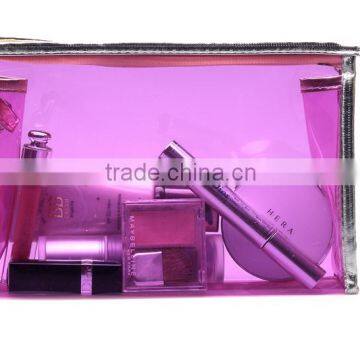 customized transparent waterproof clear zipper plastic travel pvc cosmetic bag