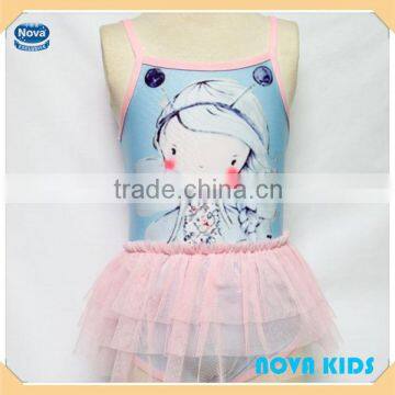 (R4740) wholesale 2-8y blue cute frozen design new arrival children girl swimwear