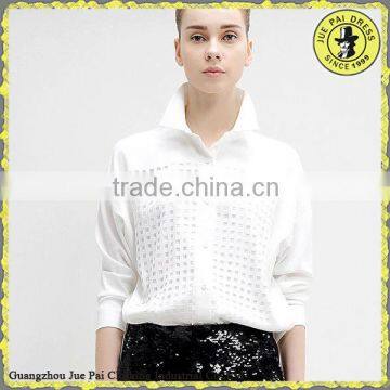 Russia Latest Shirt Designs For Women/White Cotton Lapel Dress Formal Shirt Women photo-3