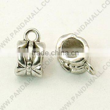 Antique Silver Alloy Bail Beads, Dangle Beads, Lead Free and Cadmium Free(LF0327Y)