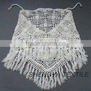 ladies hand knitted shawl with palpus tassel