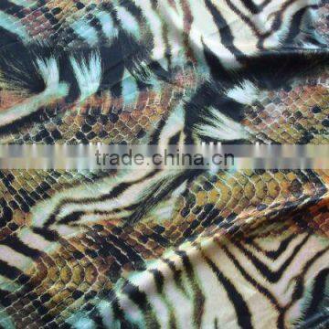 Digital Printing Elastic Satin Fabric with Snake Printed For Luxury dress