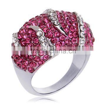 Full Multi Austrian Crystal Ring 18k White Gold Plating Sparkling Rings