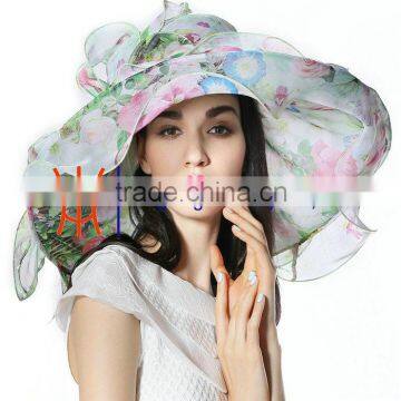 Colorful custom design organza fabric hat church fashion