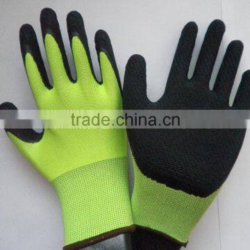 13 gauge polyester shell, foam latex crinkle glove