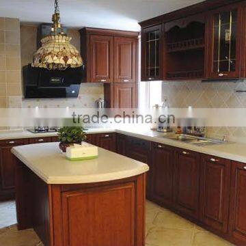 Elegant kitchen cabinet furniture with tall basket & frosted glass door wall cabinet