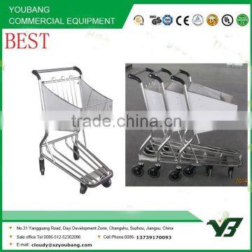 2015 New 4 wheels 201 or 304 stainless steel airport shopping cart without brake (YB-AT03)